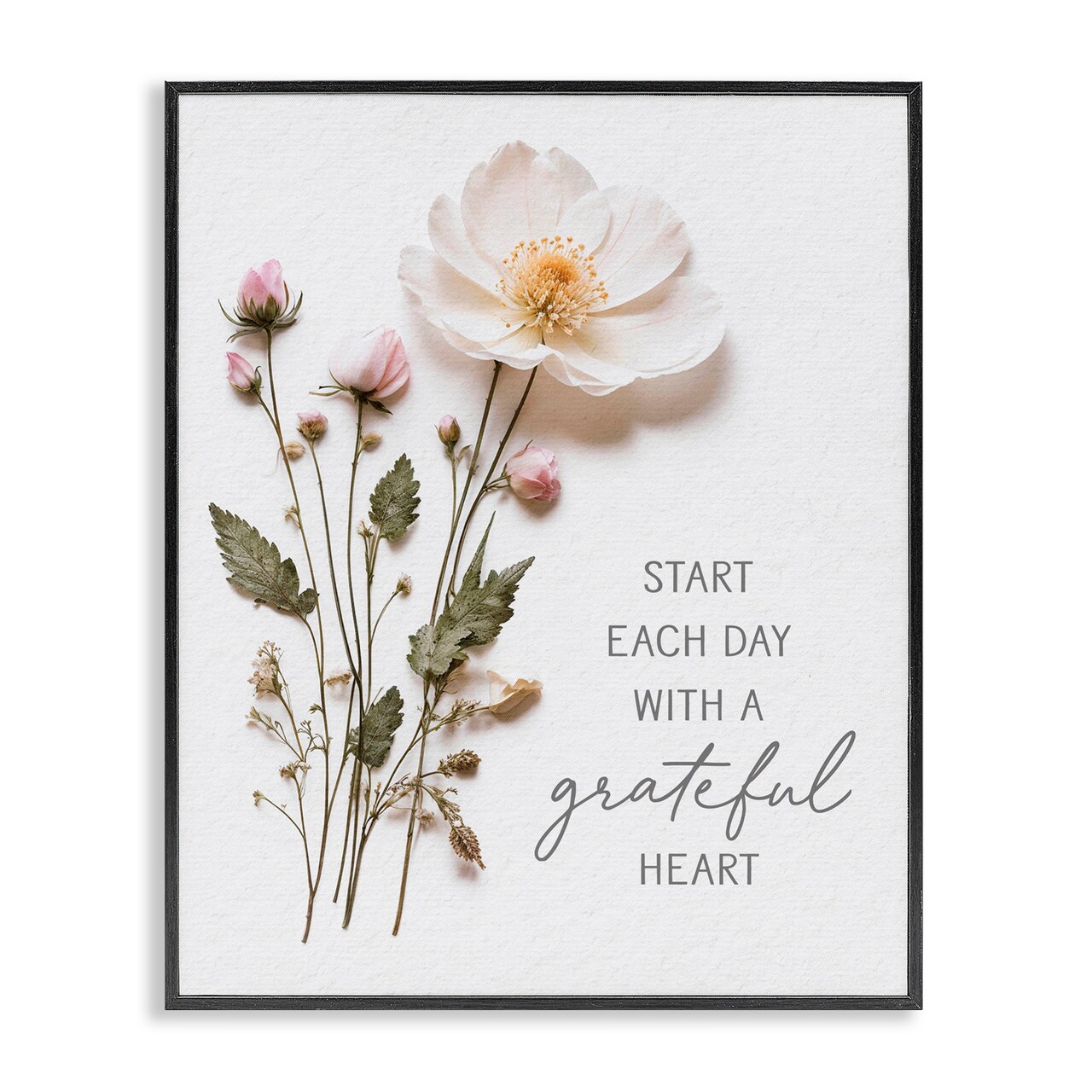Stupell Industries Grateful Heart Pressed Flowers Framed Giclee, design by Lettered and Lined